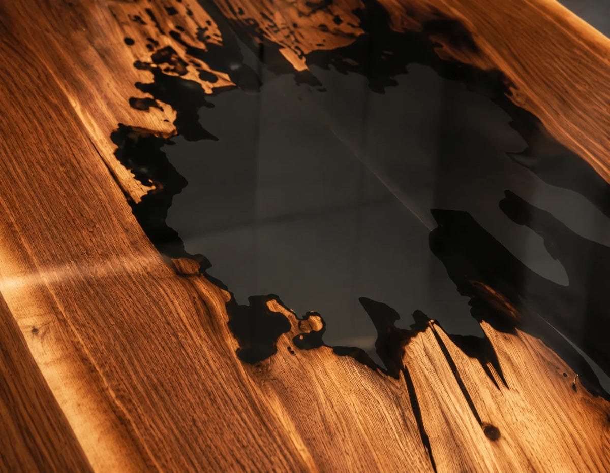 Charcoal Rift Walnut Epoxy Conference Table CT22