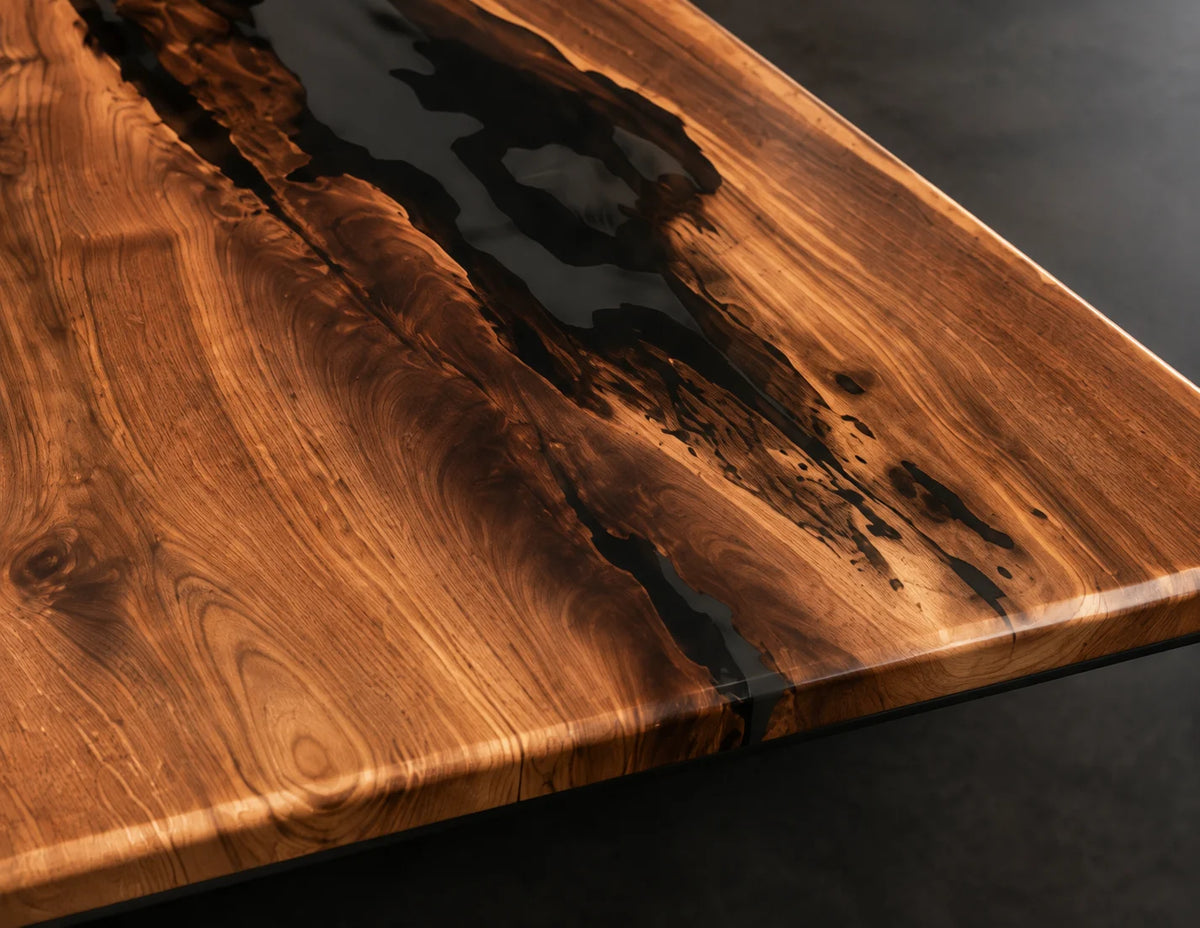 Charcoal Rift Walnut Epoxy Conference Table CT22