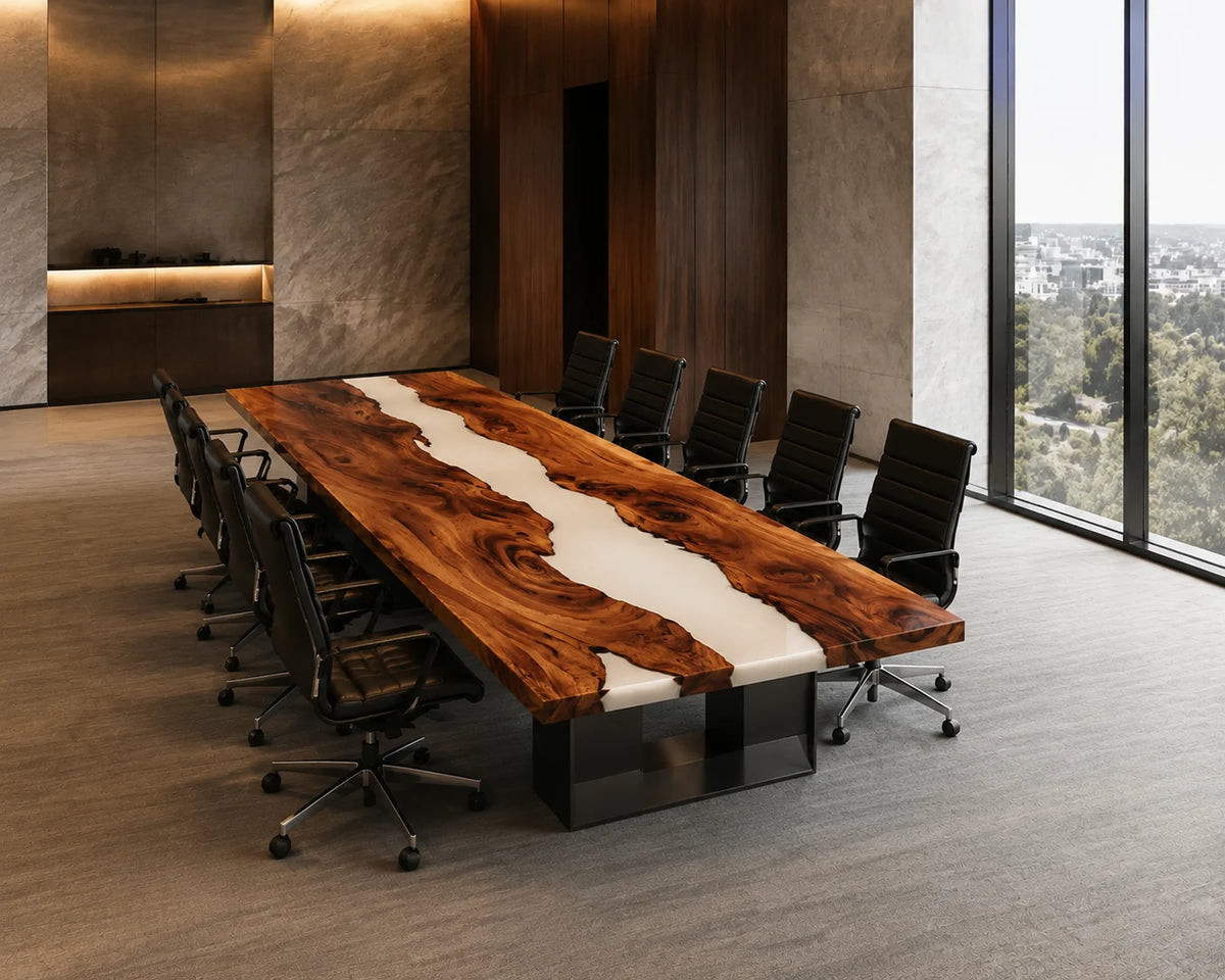 Ivory Stream Live Edge Walnut Conference Table CT23