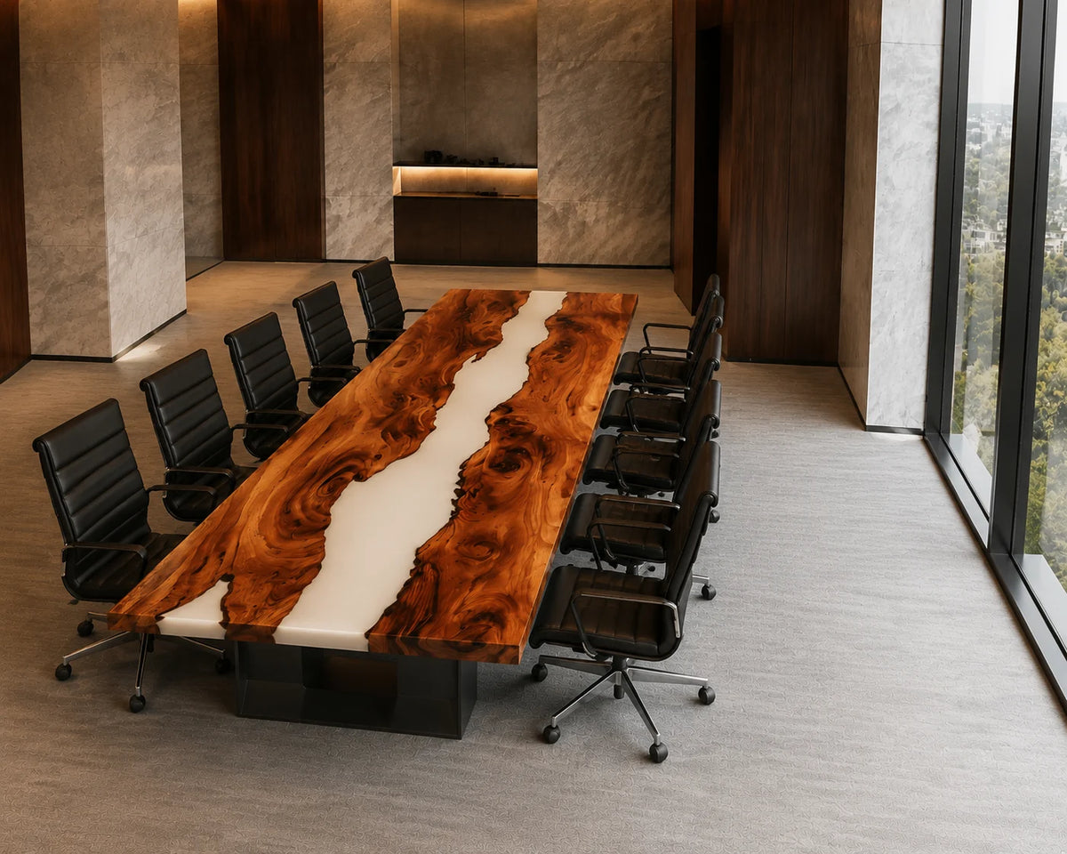 Ivory Stream Live Edge Walnut Conference Table CT23