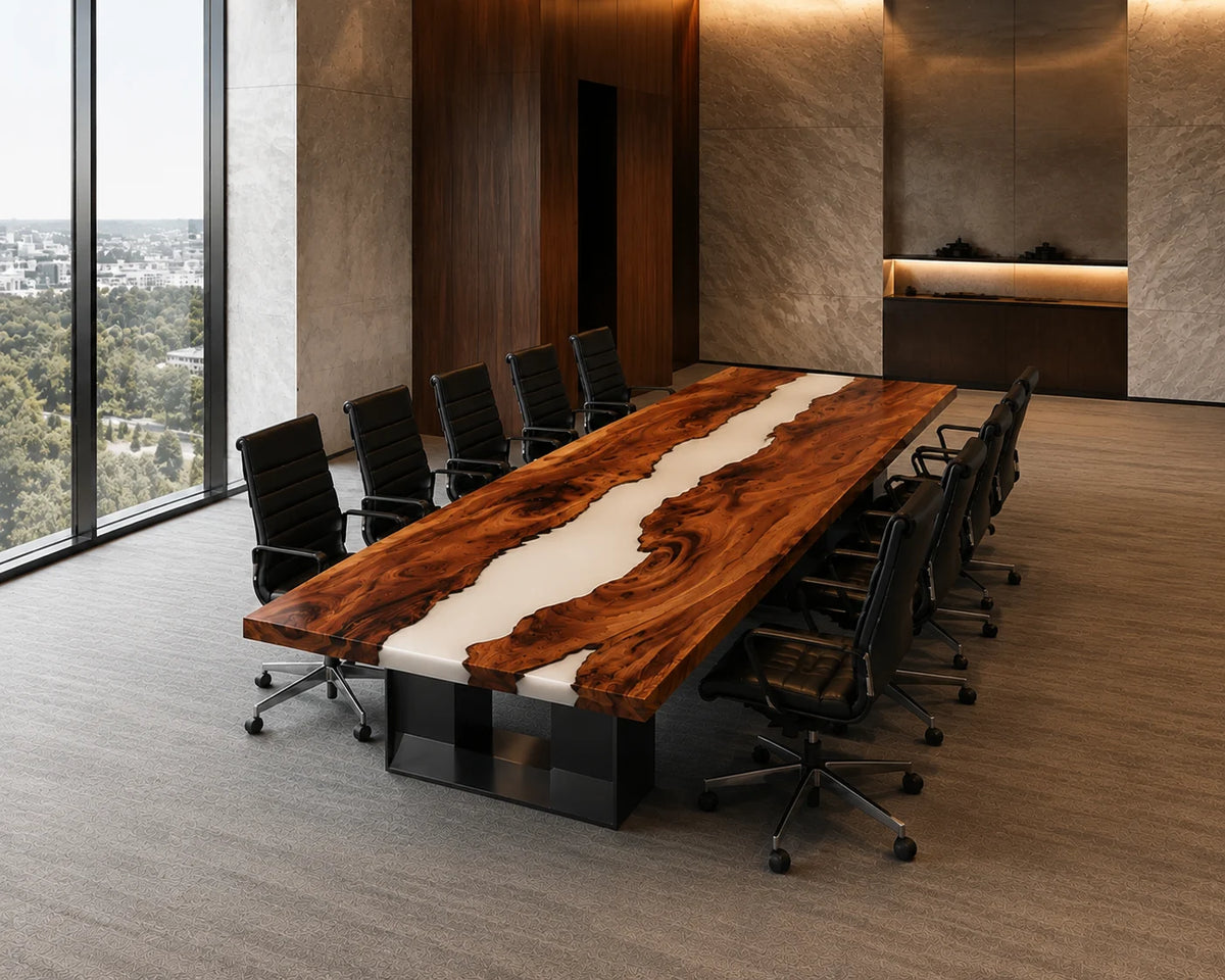 Ivory Stream Live Edge Walnut Conference Table CT23