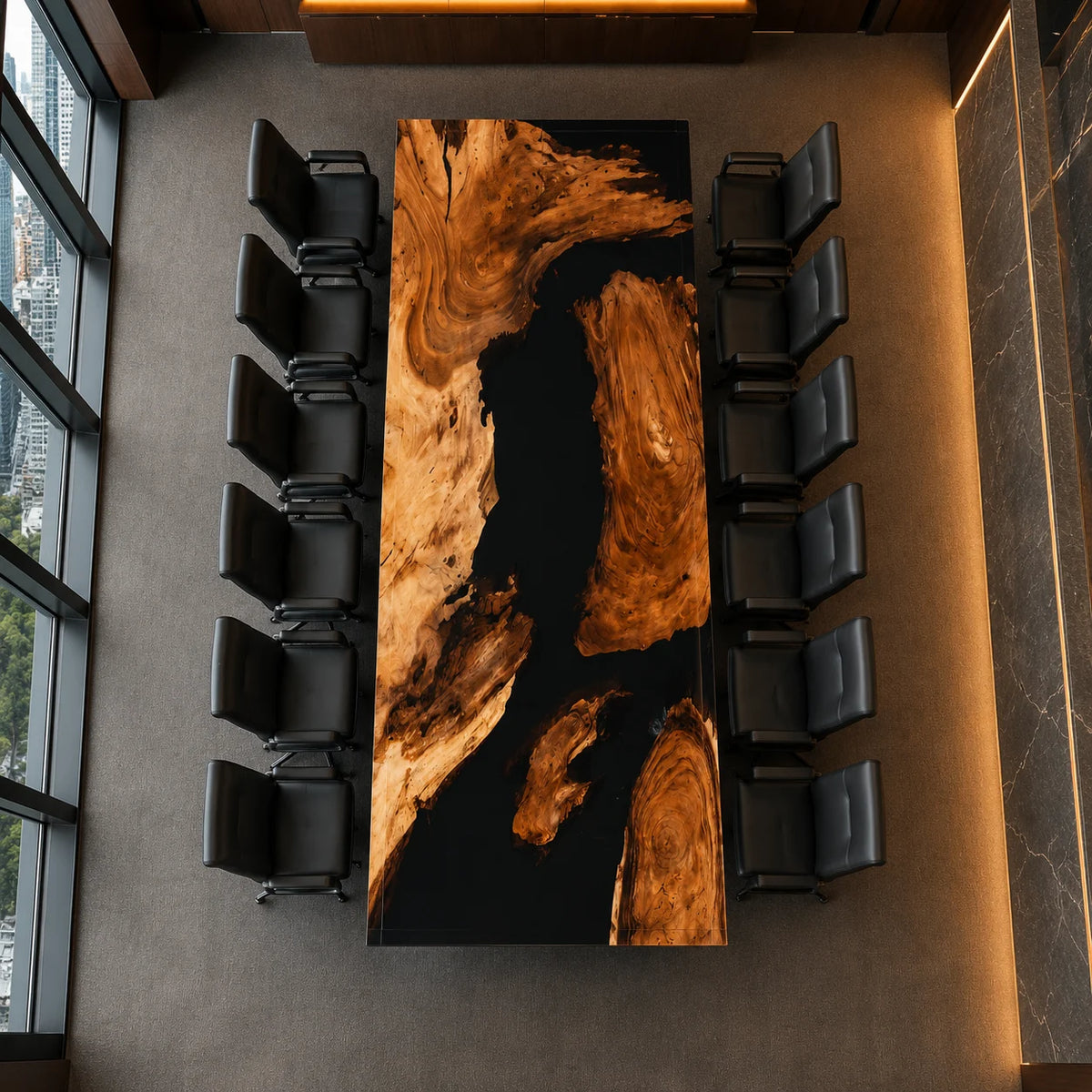 CTC24 Onyx Island Walnut Epoxy River Conference Table featuring handcrafted walnut and epoxy resin