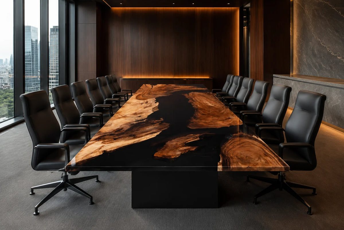 Onyx Island Walnut Epoxy River Conference Table CT24