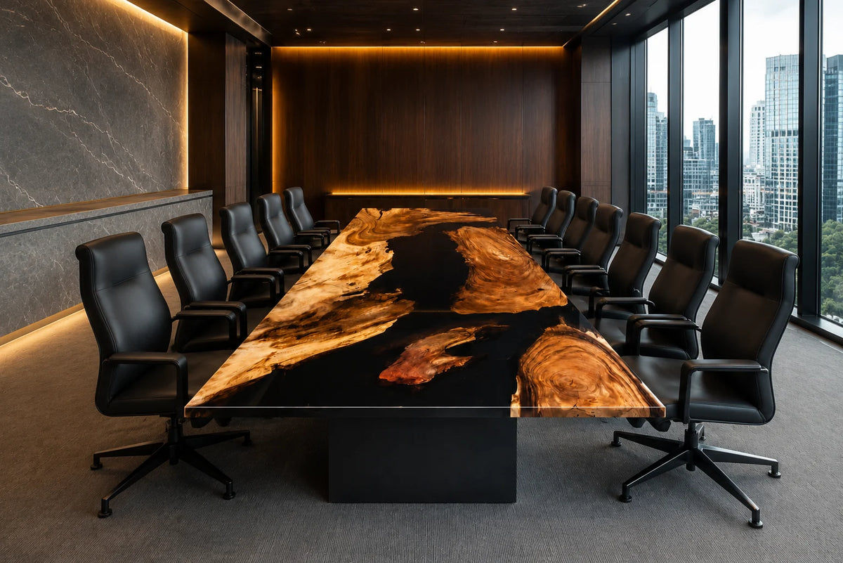 Onyx Island Walnut Epoxy River Conference Table CT24