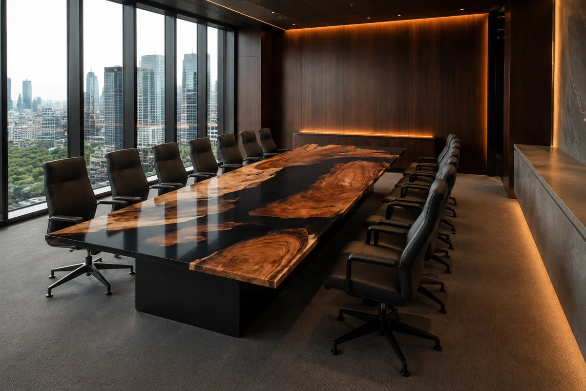 Onyx Island Walnut Epoxy River Conference Table CT24