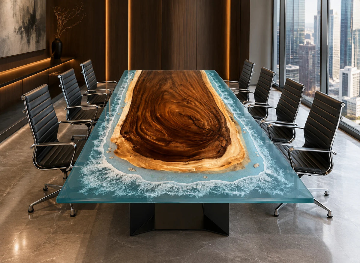 Arctic Coast Walnut Epoxy Conference Table CT25