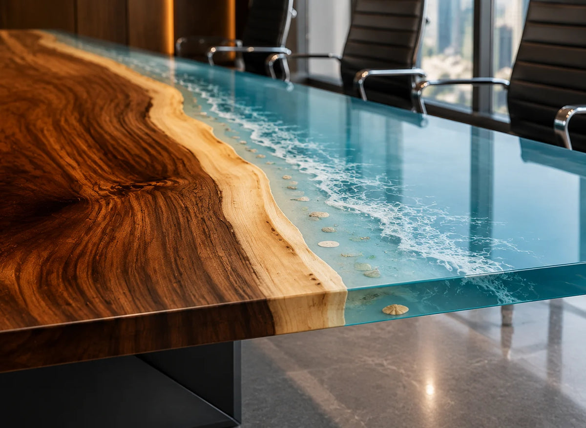 Arctic Coast Walnut Epoxy Conference Table CT25