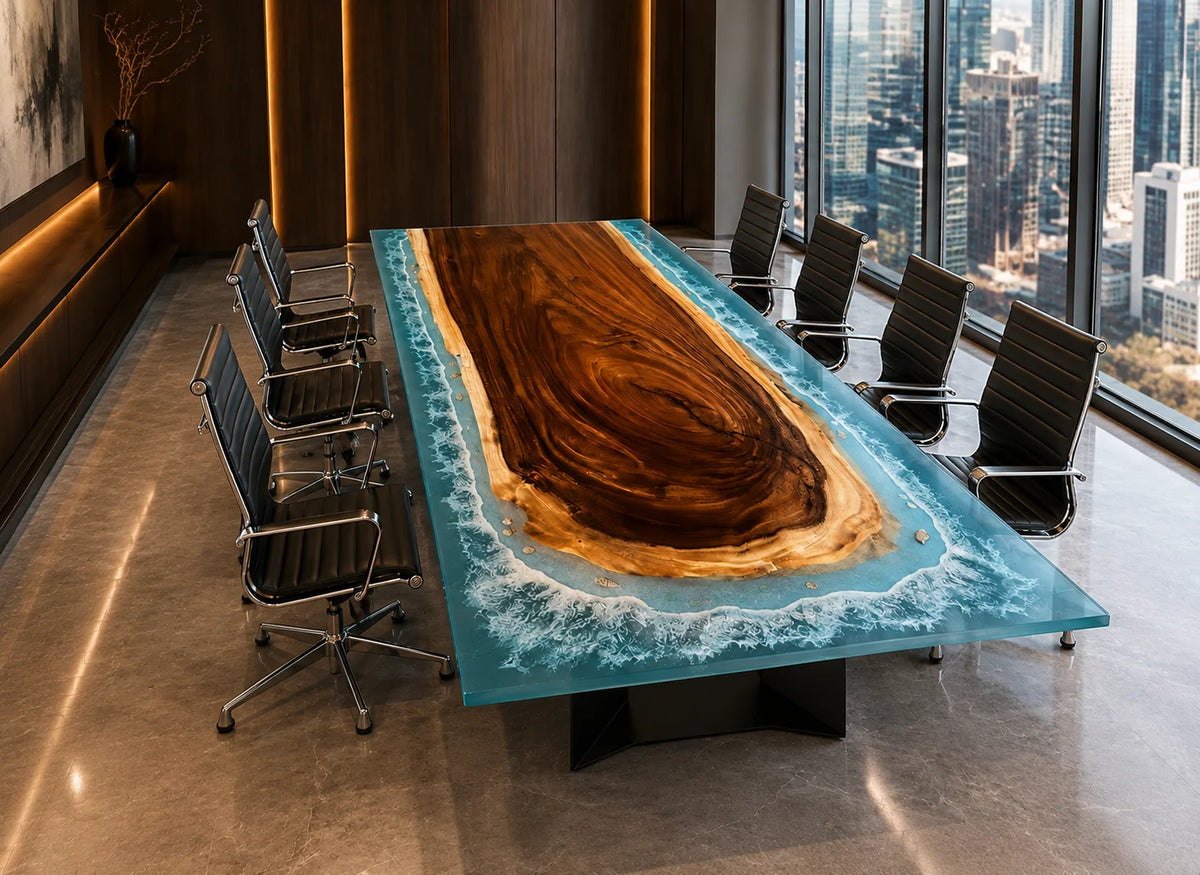 Arctic Coast Walnut Epoxy Conference Table CT25