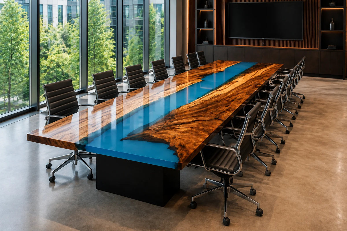 Azure Delta Live Edge Walnut Conference Table CT26