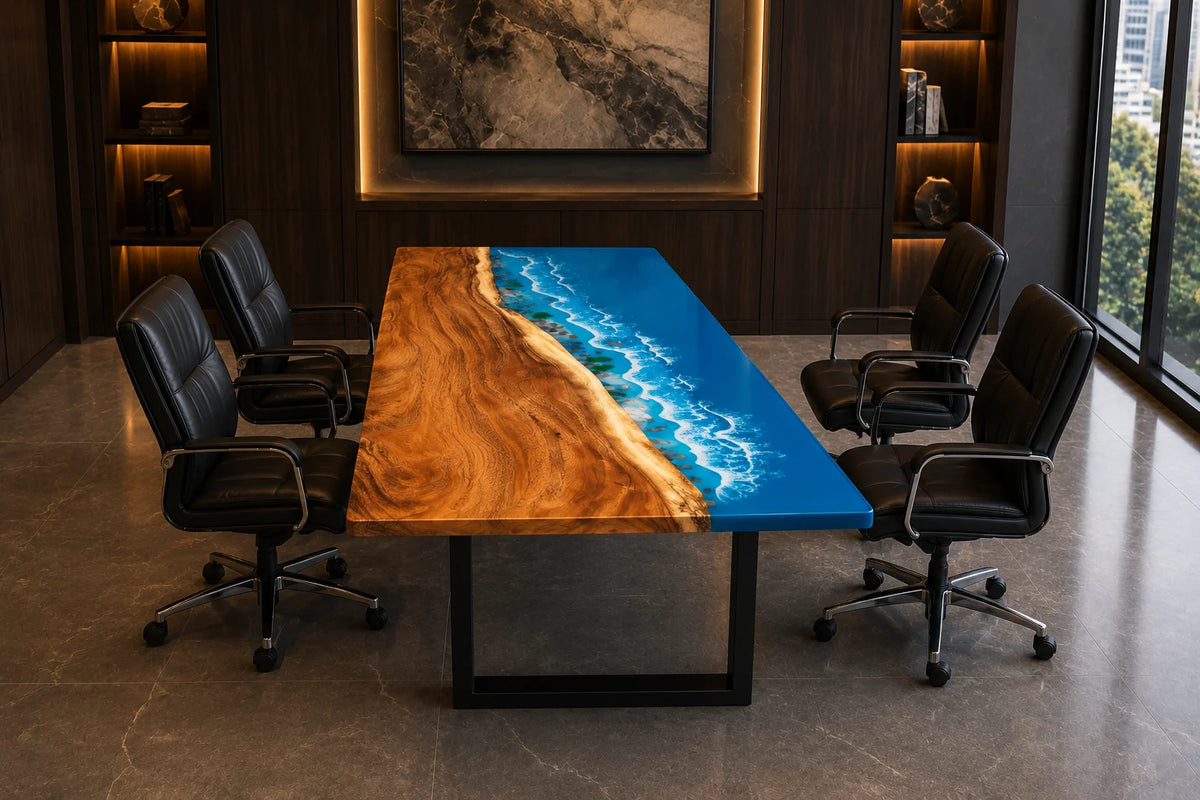 Blue Horizon Walnut Epoxy River Conference Table CT27