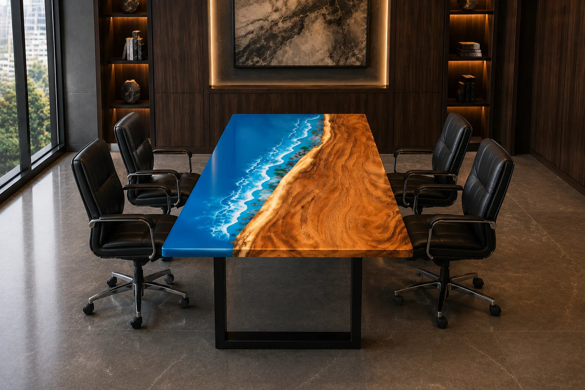 Blue Horizon Walnut Epoxy River Conference Table CT27