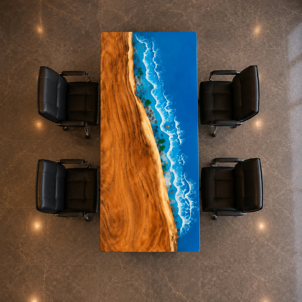 Blue Horizon Walnut Epoxy River Conference Table CT27