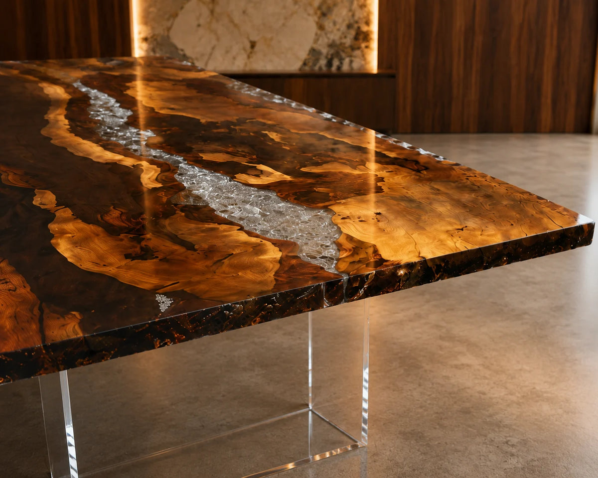 Golden Fault Live Edge Black Walnut Conference Table CT29