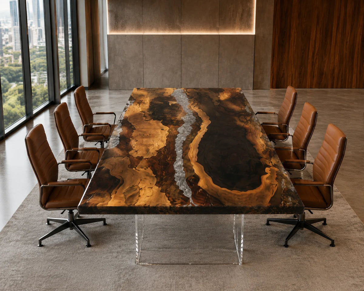 Golden Fault Live Edge Black Walnut Conference Table CT29