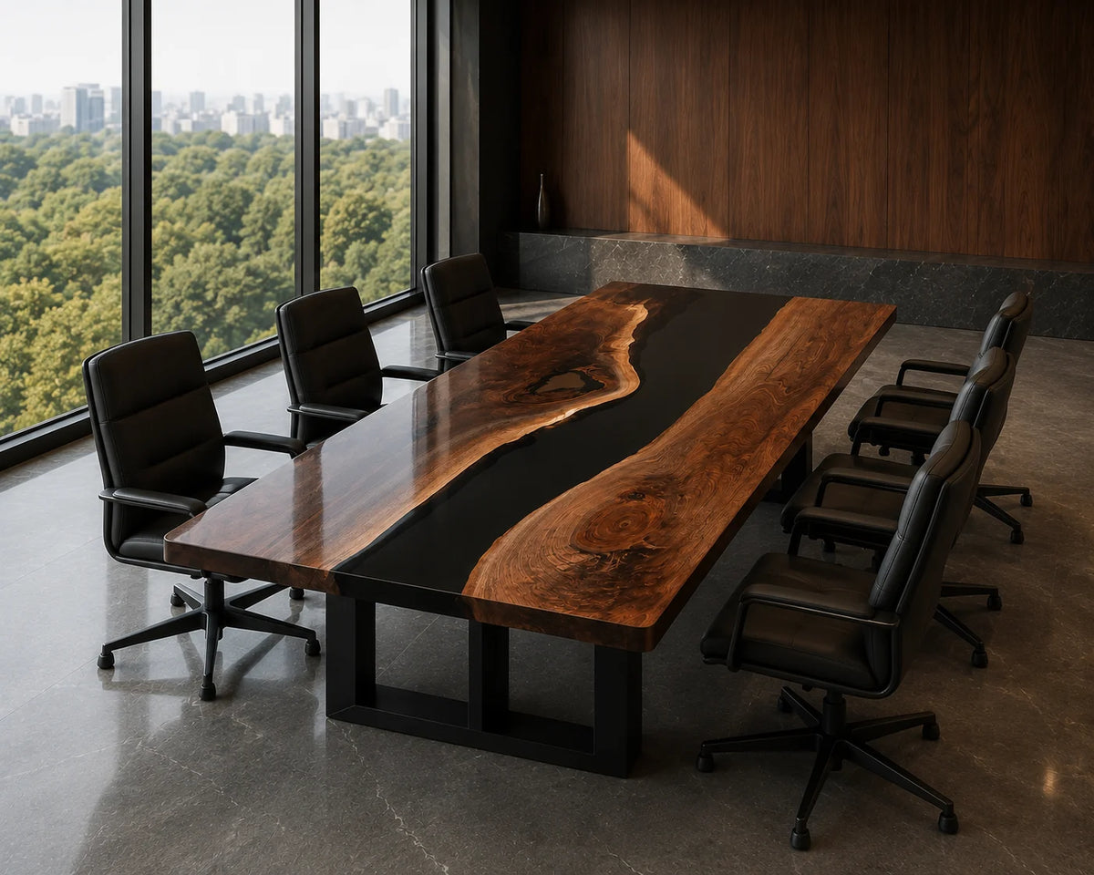 Shadow Gap Black Walnut Epoxy River Conference Table CT30
