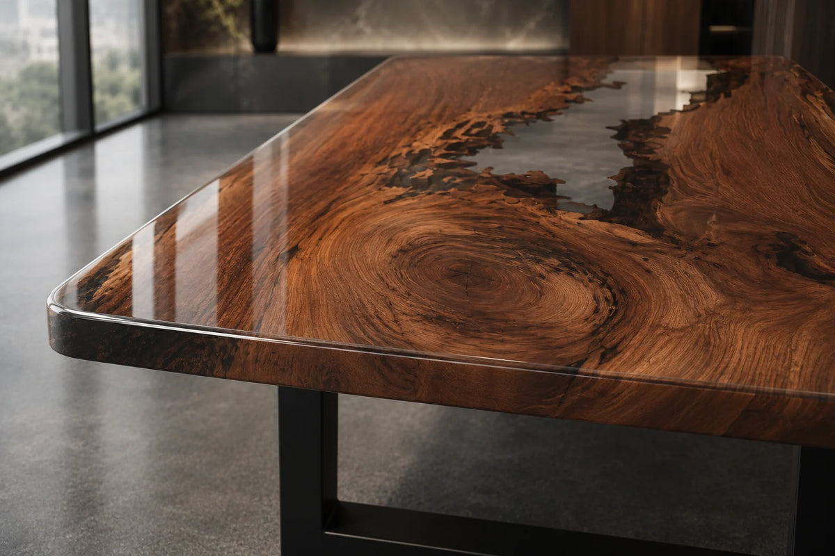 Smoke Veil Black Walnut Epoxy Conference Table CT31