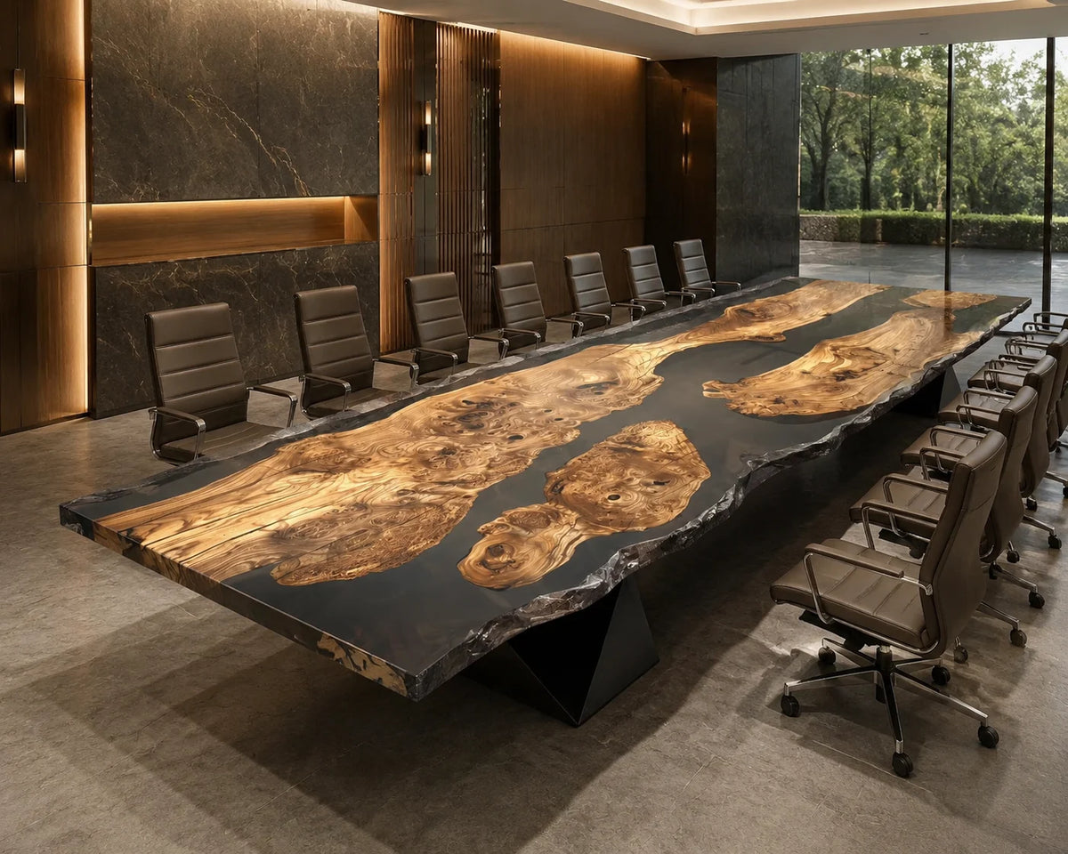 Black Archipelago Poplar Epoxy River Conference Table CT33