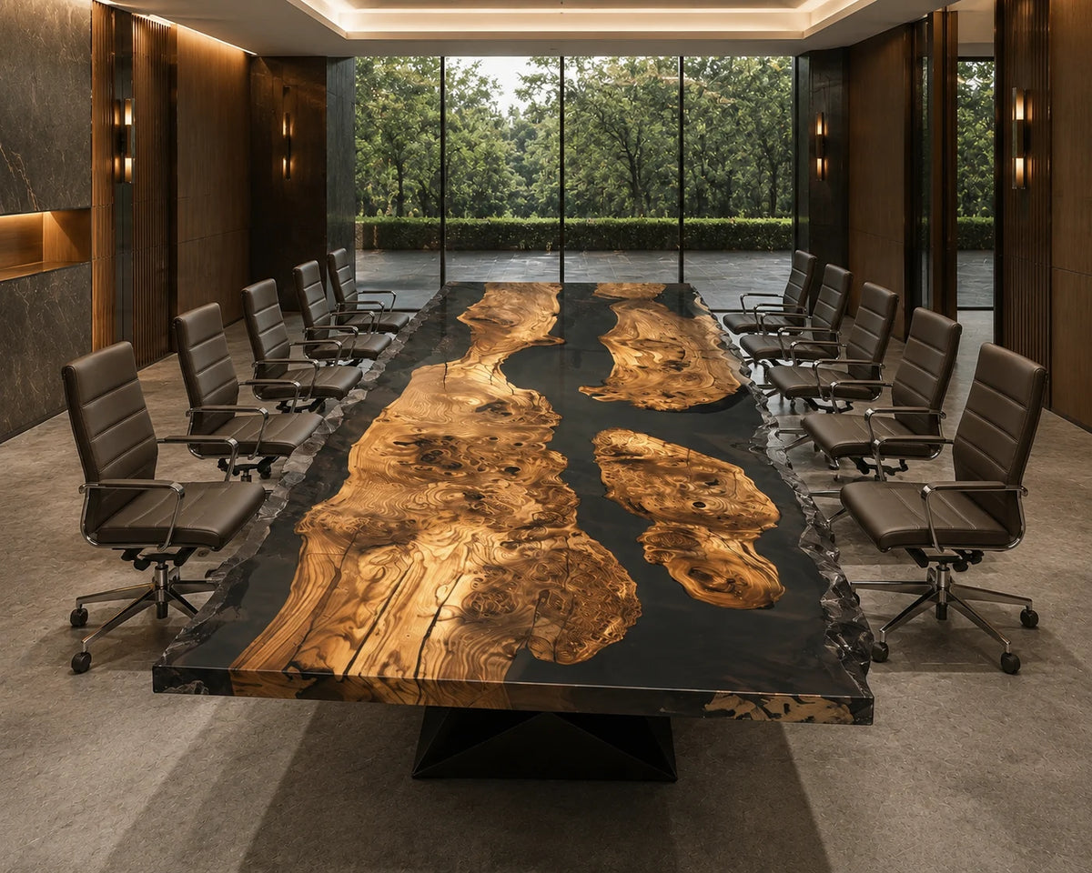 Black Archipelago Poplar Epoxy River Conference Table CT33