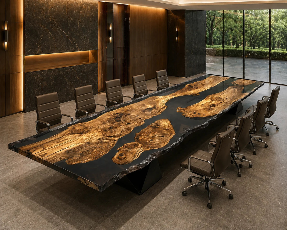 Black Archipelago Poplar Epoxy River Conference Table CT33