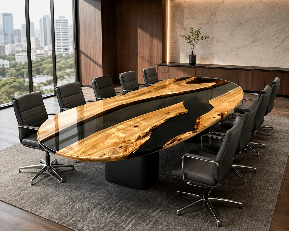Oval Onyx Poplar Epoxy Conference Table CT34