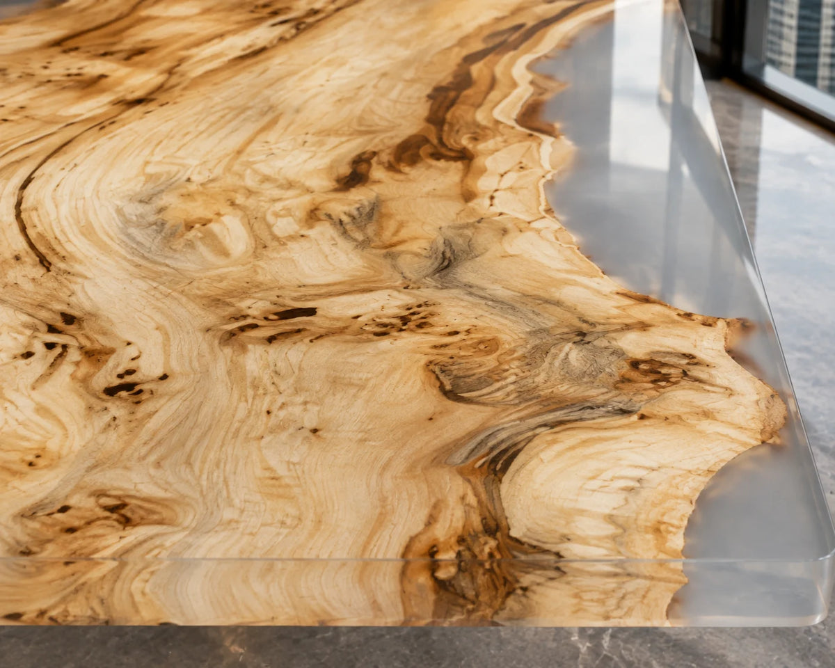 Pearl Crystal Live Edge Poplar Conference Table CT38