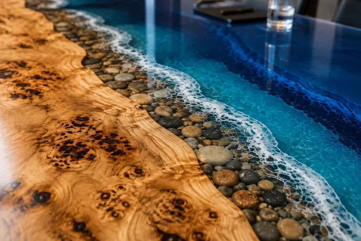 Deep Sea Coast Poplar Epoxy River Conference Table CT39