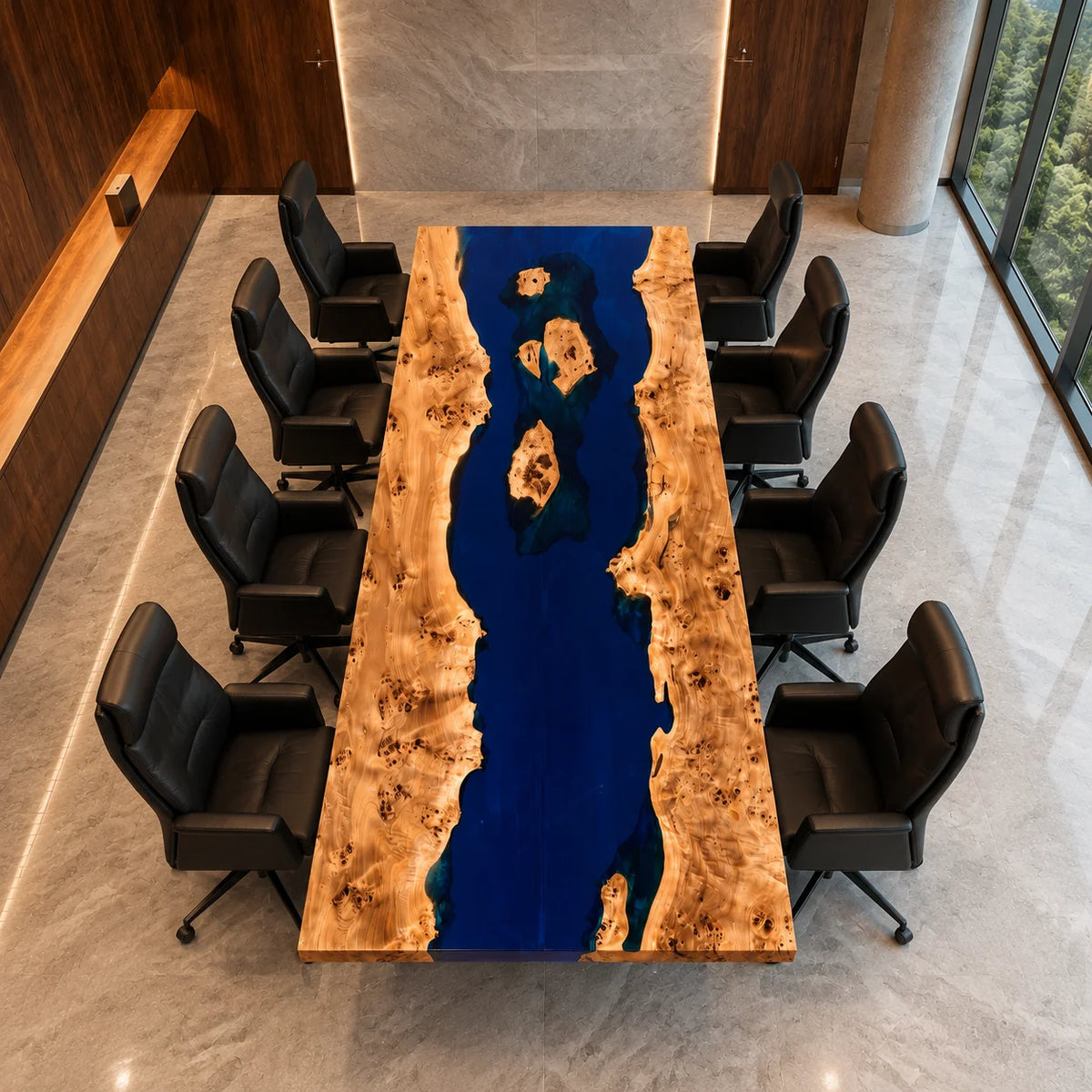 CTC40 Cobalt Islands Poplar Epoxy Conference Table featuring handcrafted poplar and epoxy resin