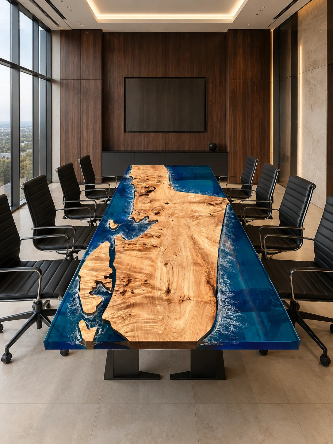 Sapphire Frame Live Edge Poplar Conference Table CT41