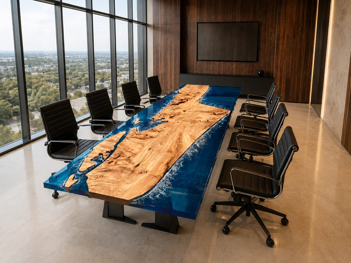Sapphire Frame Live Edge Poplar Conference Table CT41