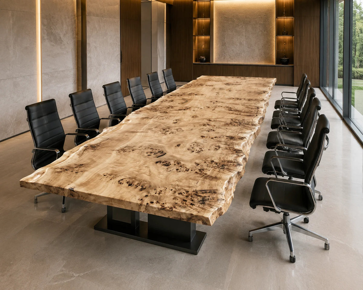 Natural Burl Poplar Epoxy River Conference Table CT42