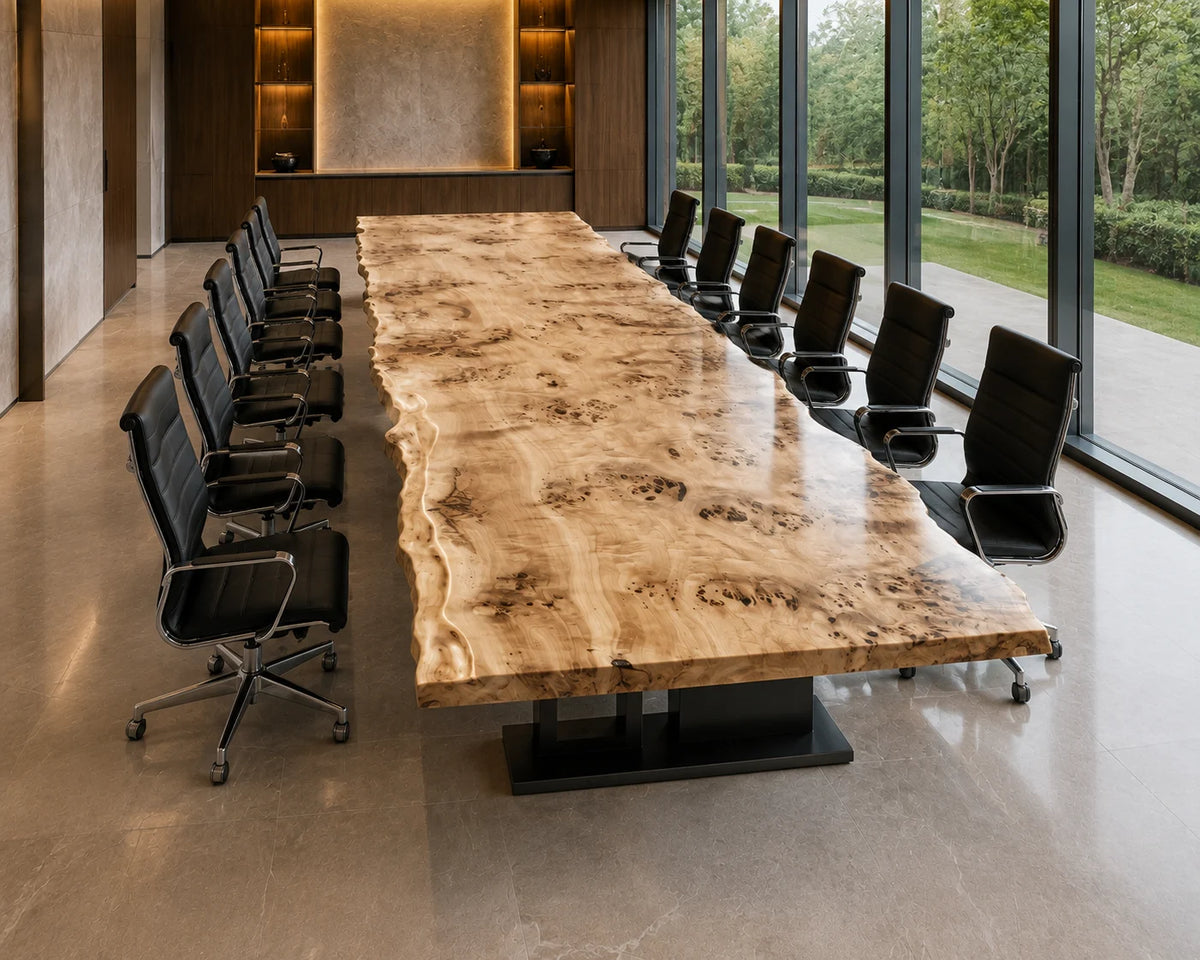 Natural Burl Poplar Epoxy River Conference Table CT42