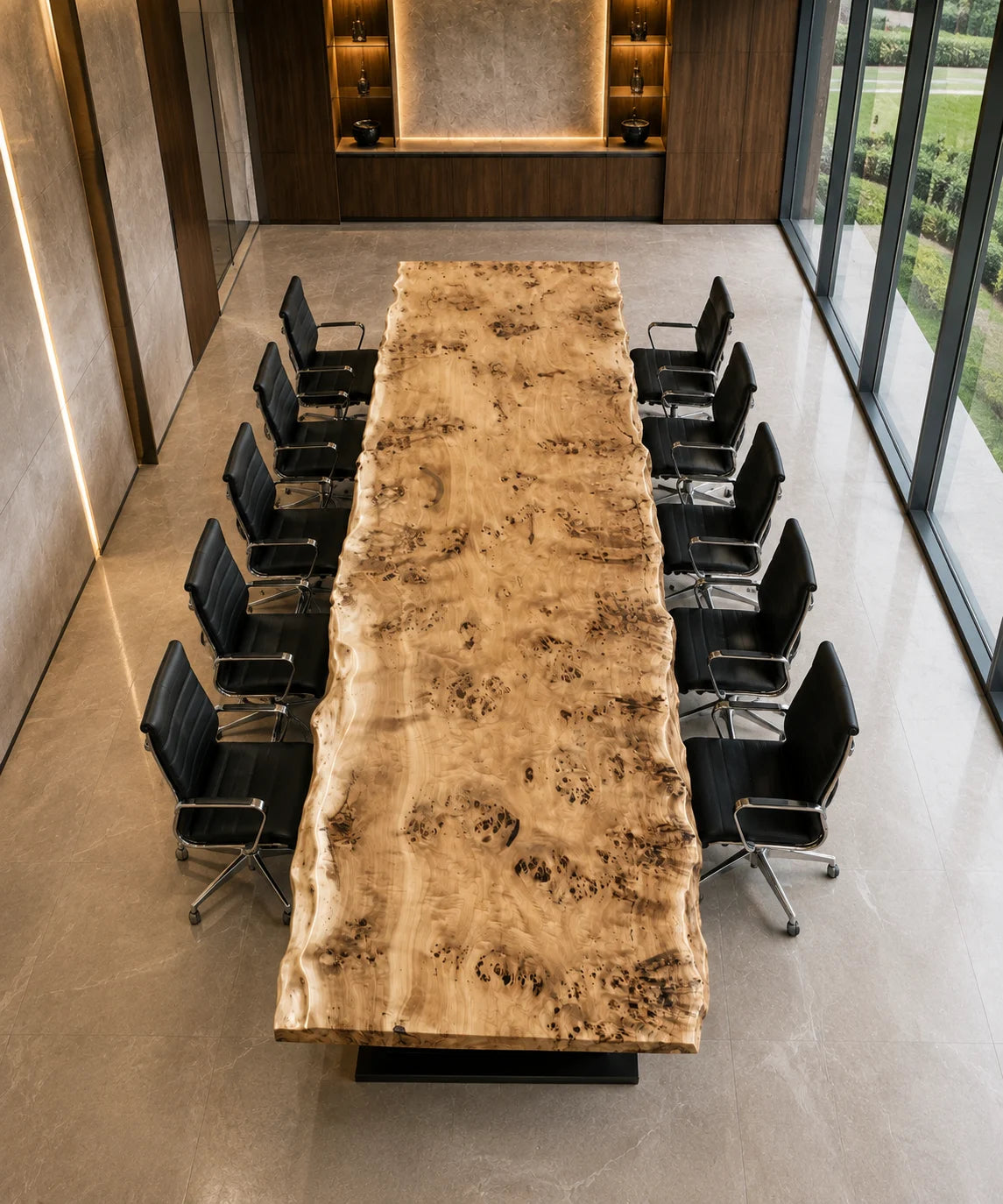 Natural Burl Poplar Epoxy River Conference Table CT42