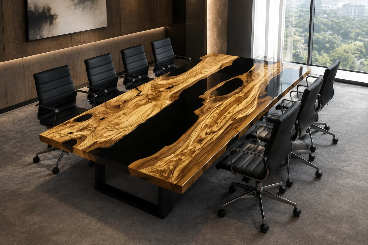 Onyx Lakes Olive Wood Epoxy Conference Table CT43
