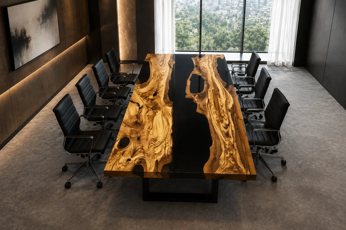 Onyx Lakes Olive Wood Epoxy Conference Table CT43