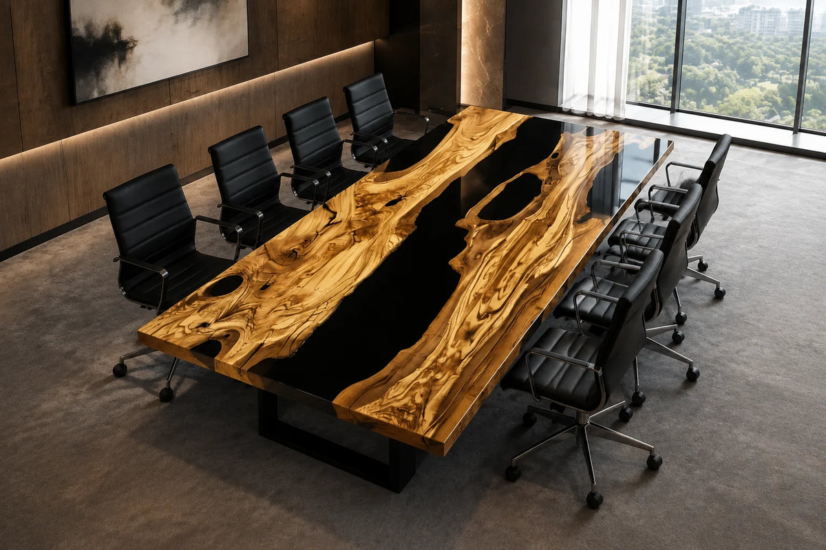 Onyx Lakes Olive Wood Epoxy Conference Table CT43