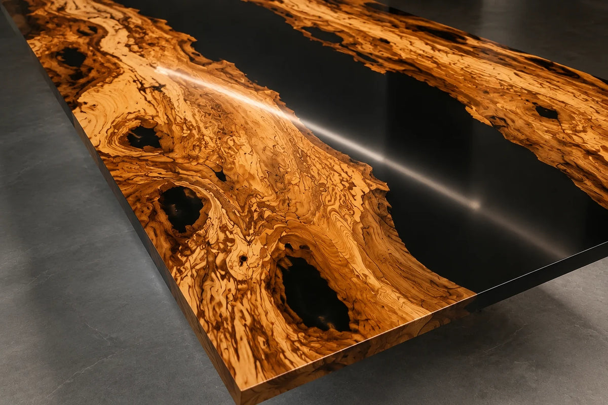 Midnight Corridor Live Edge Olive Wood Conference Table CT44