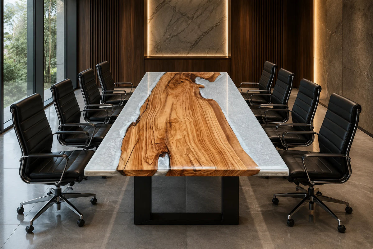 Silver Coast Olive Wood Epoxy Conference Table CT46