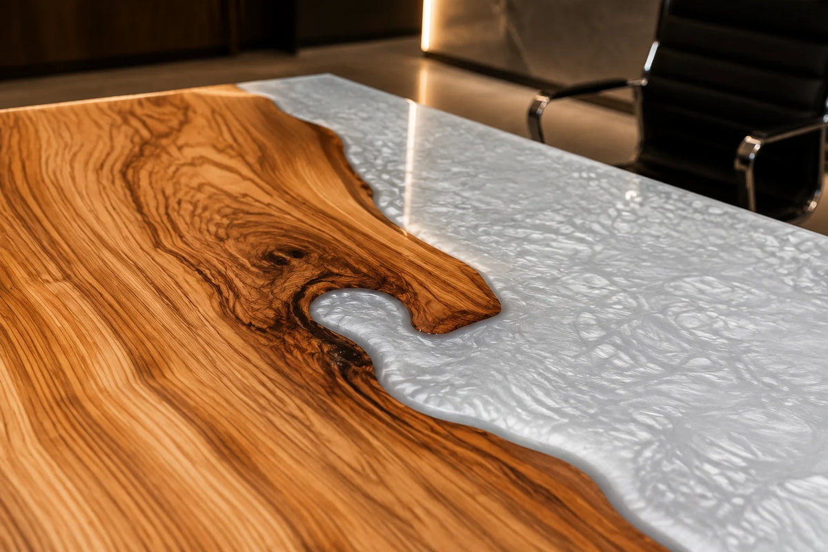Silver Coast Olive Wood Epoxy Conference Table CT46