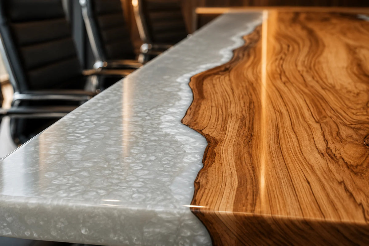 Silver Coast Olive Wood Epoxy Conference Table CT46