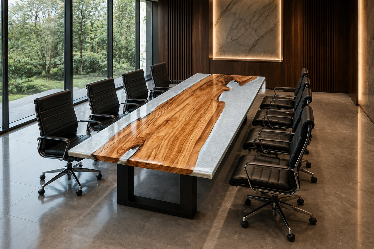 Silver Coast Olive Wood Epoxy Conference Table CT46