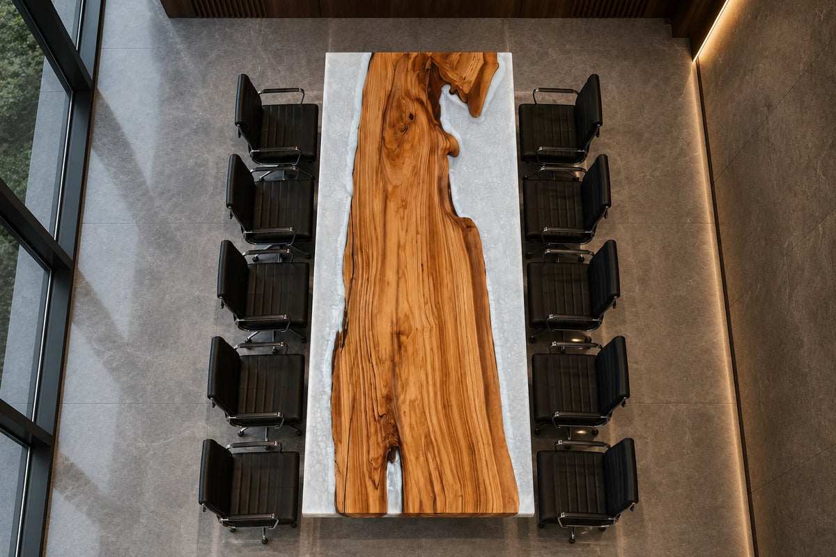 Silver Coast Olive Wood Epoxy Conference Table CT46
