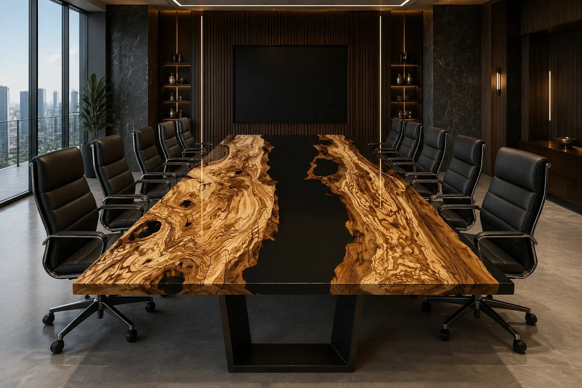 Ember Pool Live Edge Olive Wood Conference Table CT47