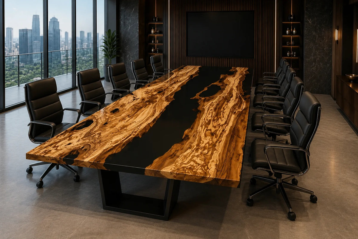Ember Pool Live Edge Olive Wood Conference Table CT47