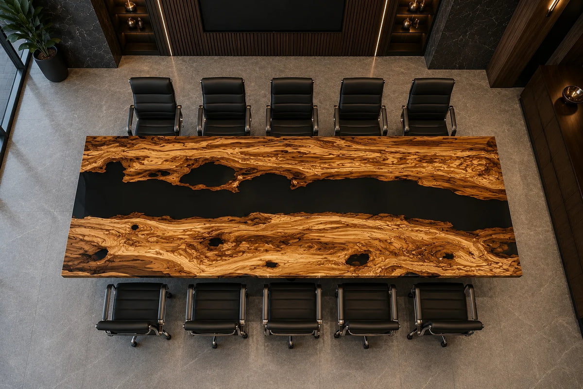 Ember Pool Live Edge Olive Wood Conference Table CT47