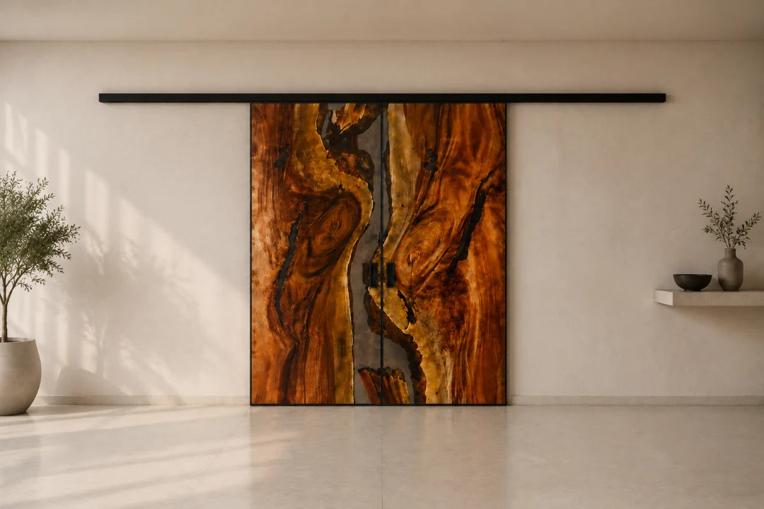 Crystal Clear Epoxy Sliding Door DR01