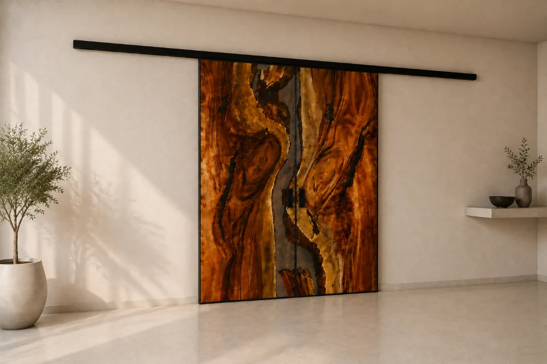 Crystal Clear Epoxy Sliding Door DR01