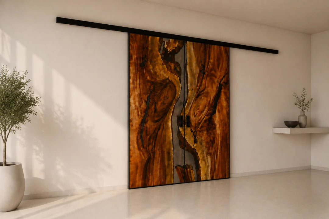 Crystal Clear Epoxy Sliding Door DR01