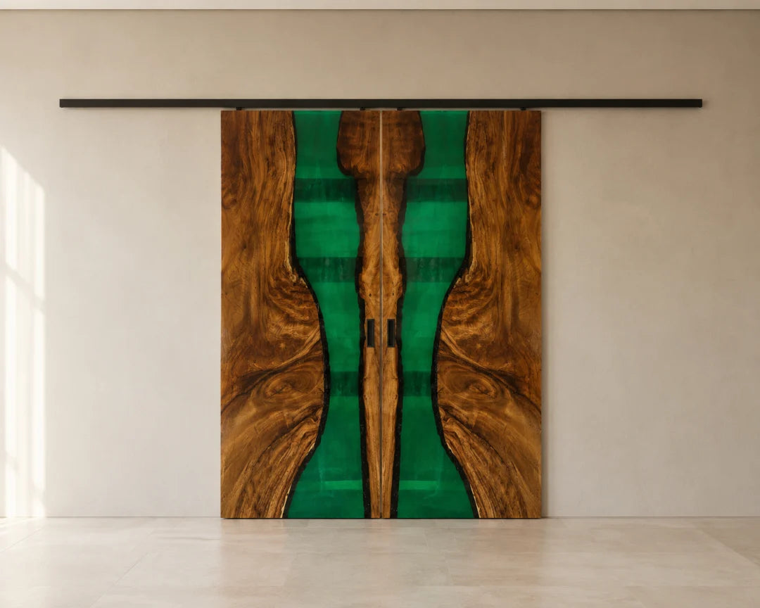 Emerald Divide Emerald Green Epoxy Sliding Door DR02