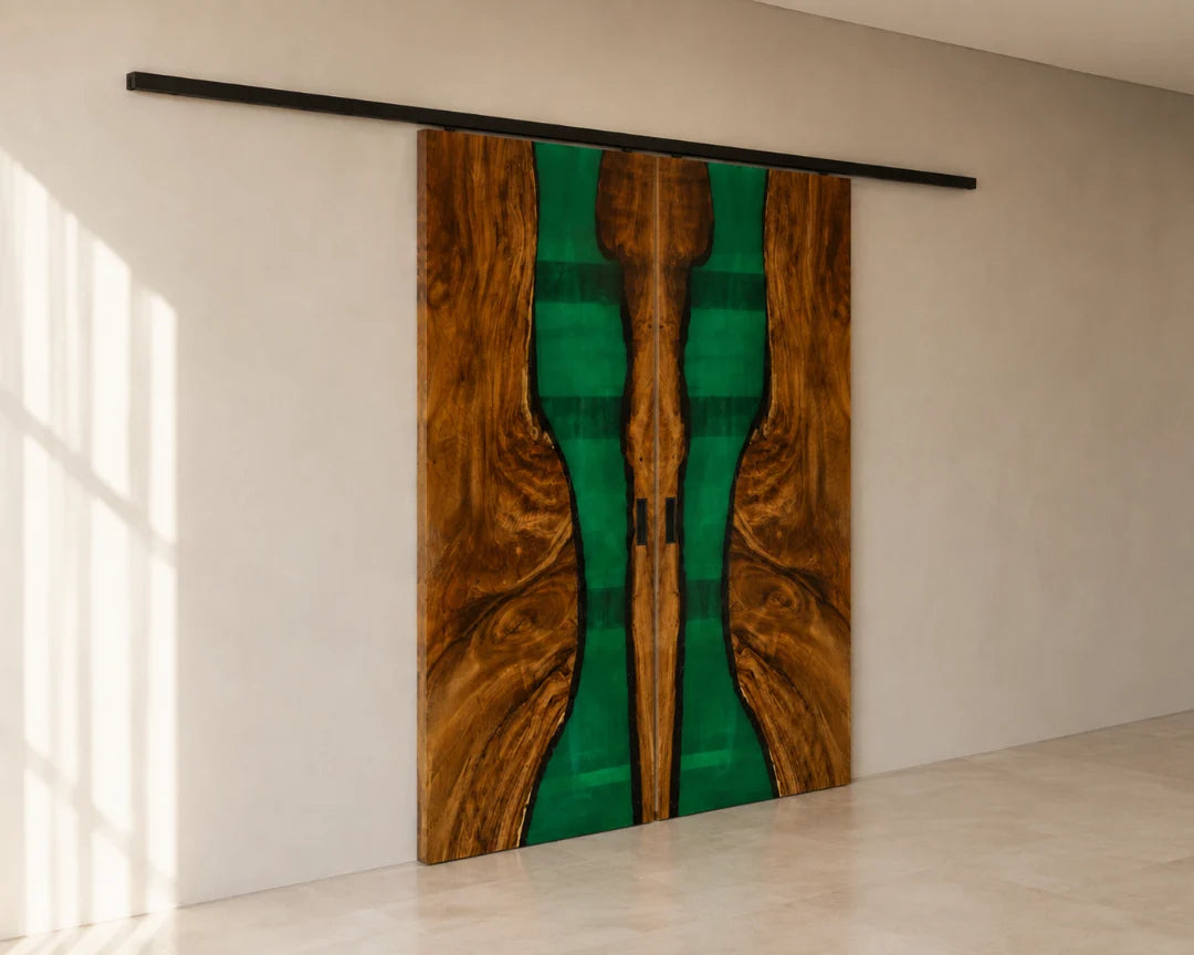 Emerald Divide Emerald Green Epoxy Sliding Door DR02