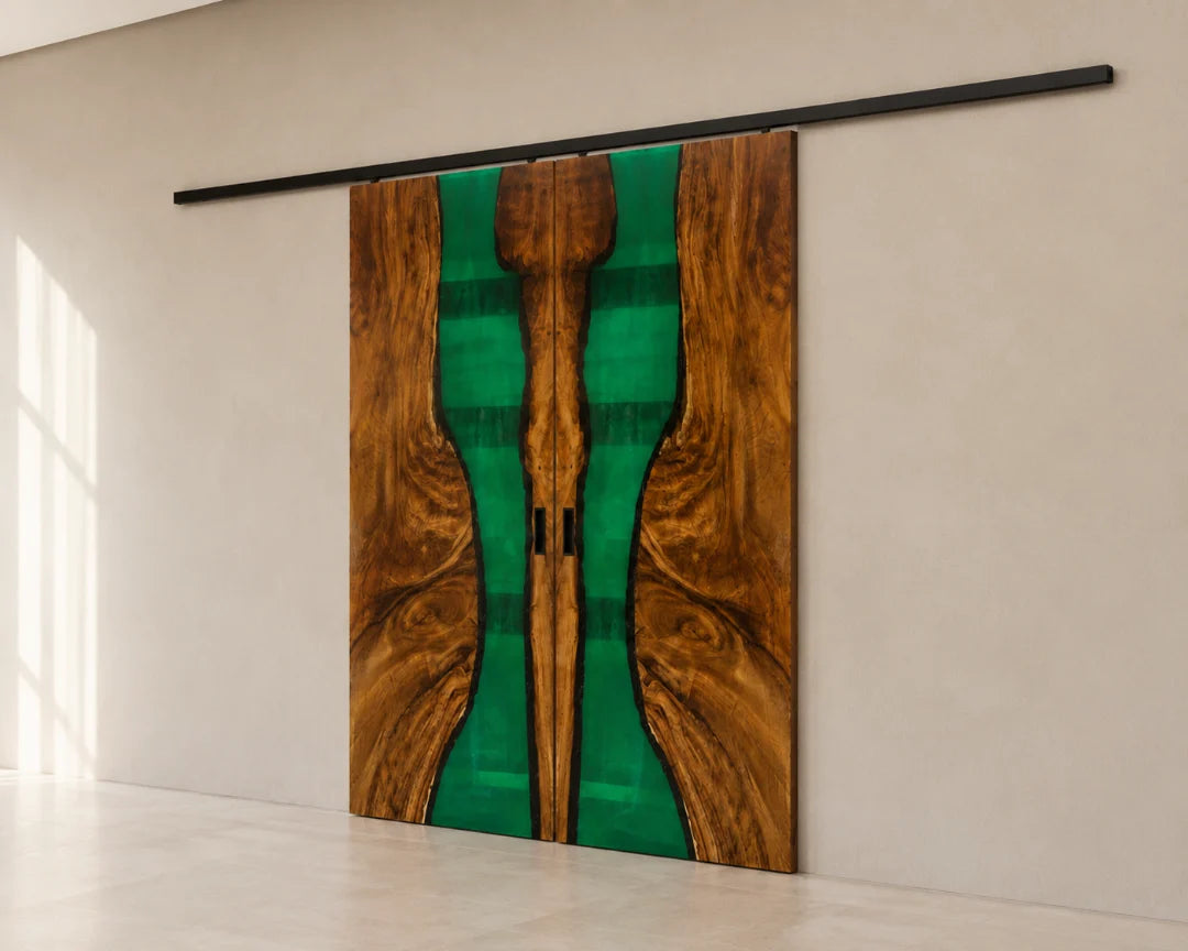 Emerald Divide Emerald Green Epoxy Sliding Door DR02